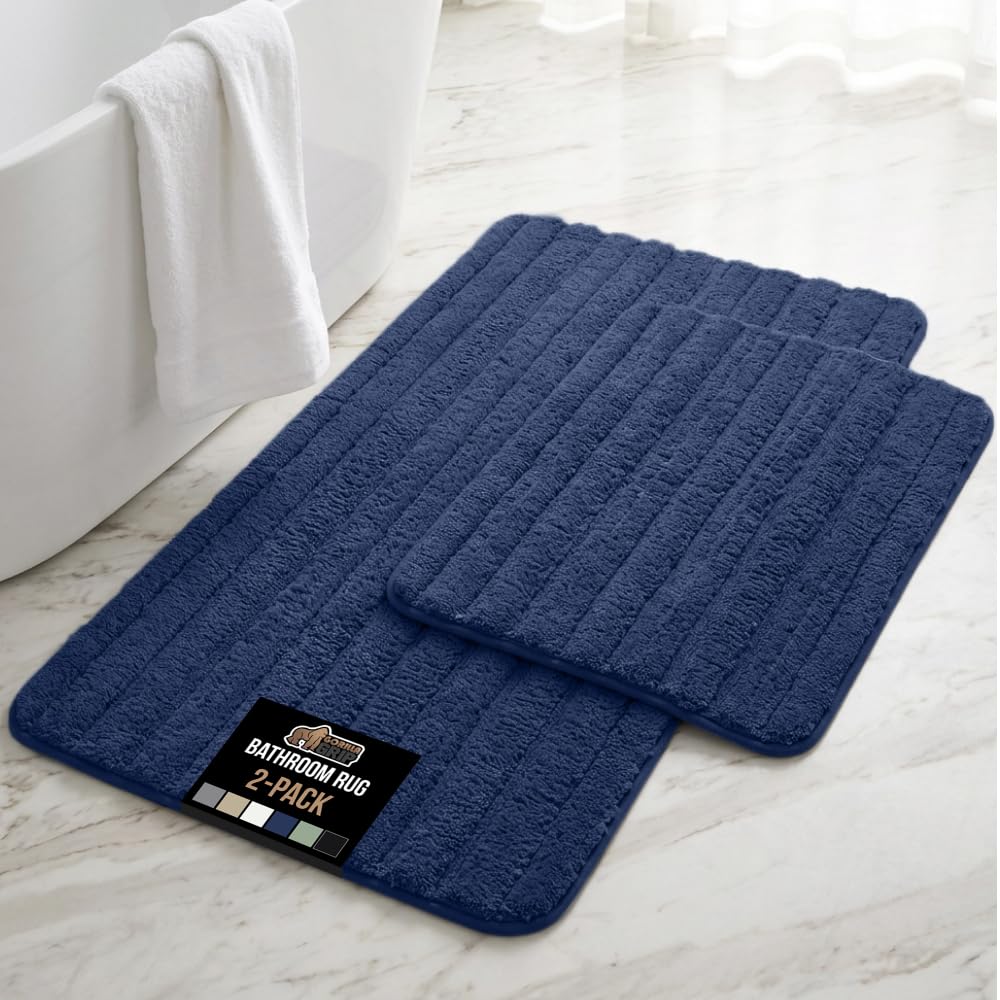 GORILLA GRIP Textured Backing Memory Foam Bath Mat, 24x16 Gray