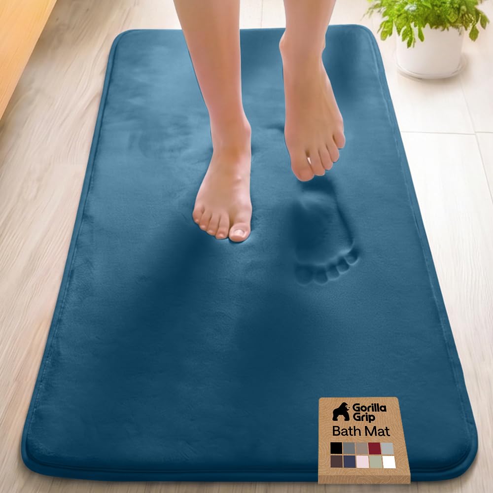 GORILLA GRIP® Memory Foam Bath Rug for Bathroom, 24x17 Gray