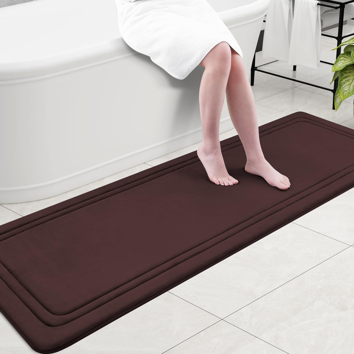 Grandaily Memory Foam Bath Mat Rug 30x20, Ultra Soft, Non-Slip and Absorbent Bathroom Rugs, Machine Wash Dry, Comfortable Bath Carpet for Bathroom Floor, Tub and Shower, Black