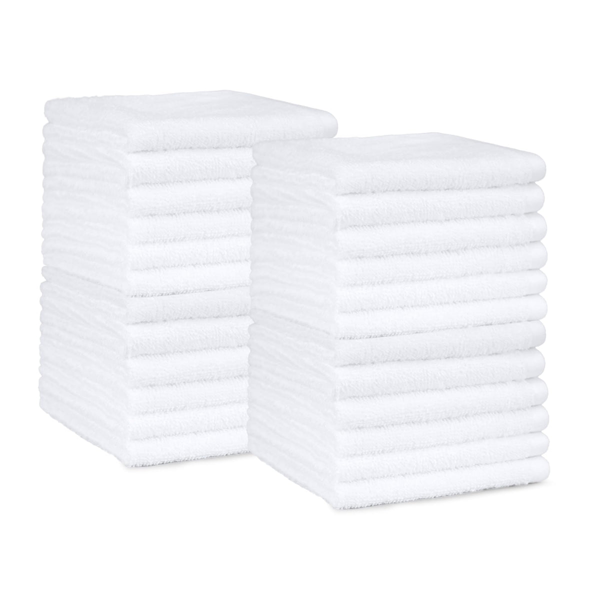 Amazon Basics Fast Drying Cotton Washcloths for Bathroom, Machine Washable, Soft and Highly Absorbent, 12 x 12 in, White, 24-Pack