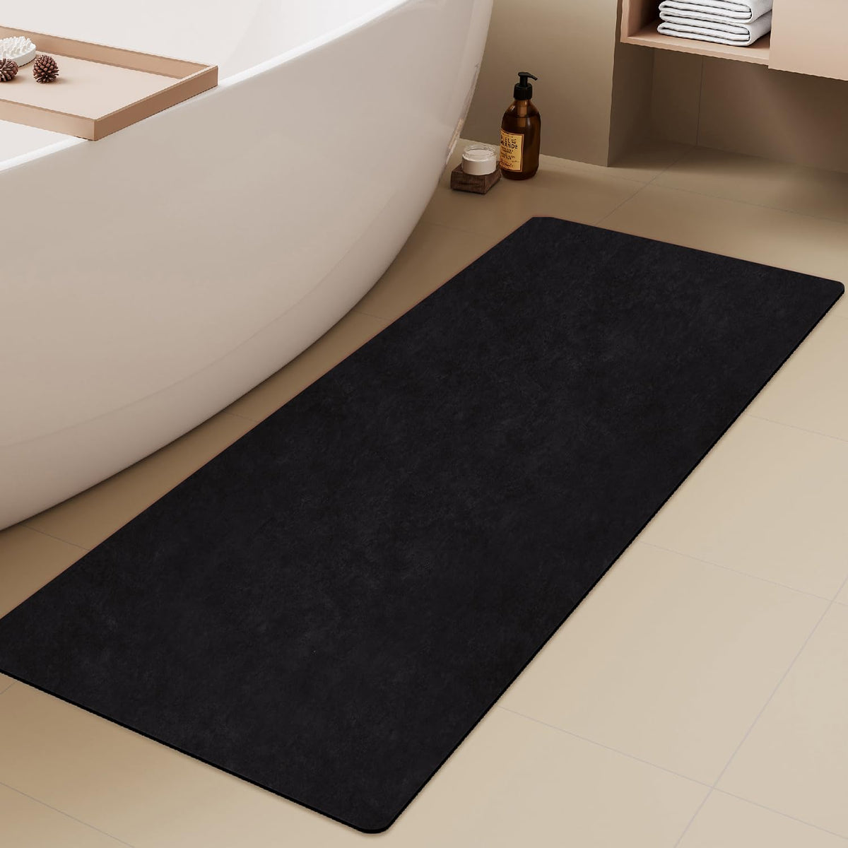 TYUU Thin Bath Mat, Small Bathroom Rugs Non Slip Washable, 16x24 Dark Grey