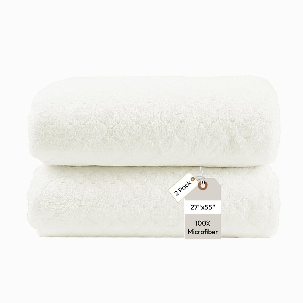 JML Microfiber Bath Towel with Hanging Loop, 2 Pack, 30" x 60", Grey