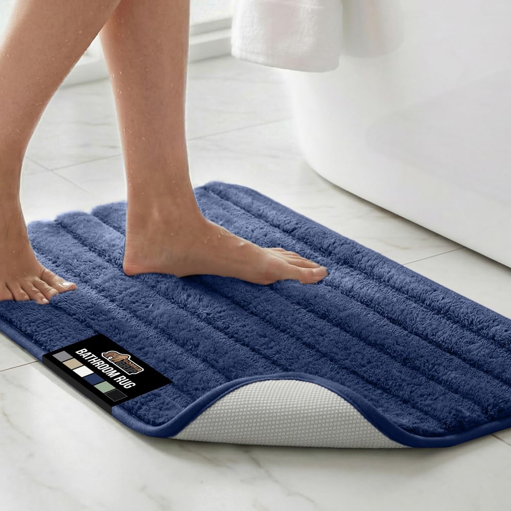 GORILLA GRIP Textured Backing Memory Foam Bath Mat, 24x16 Gray