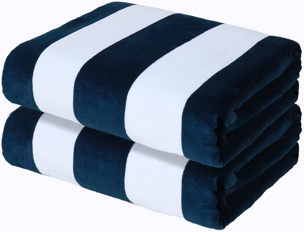 Exclusivo Mezcla 2 Pack Cotton Pool Beach Towel, Oversized Stripe Towel Set