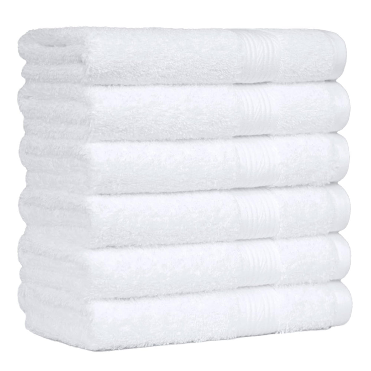 Amazon Basics 6-Piece Oversized Highly Absorbent Fade-Resistant Towel Set, 100% Cotton Towels for Bathroom, Soft, 2 Bath Towels, 2 Hand Towels, 2 Washcloths, White