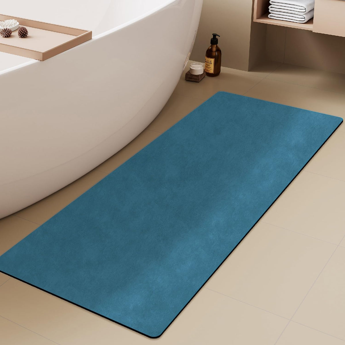 TYUU Thin Bath Mat, Small Bathroom Rugs Non Slip Washable, 16x24 Dark Grey