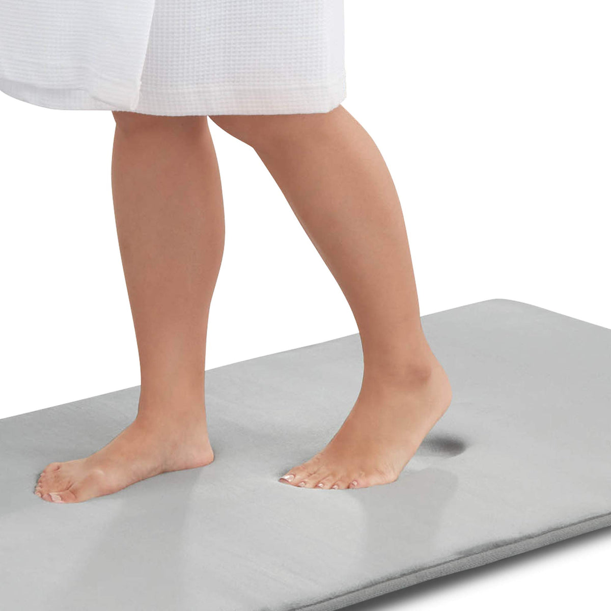 Memory Foam Bath Mat Non Slip Absorbent Super Cozy Velvet Bathroom Rug Carpet (17 inches X 24 inches, Grey)