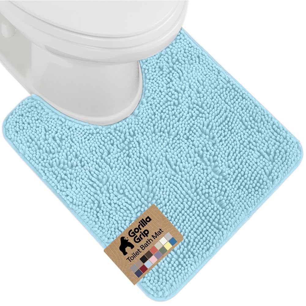 GORILLA GRIP Bath Rug Mat for Bathroom, Absorbent Chenille, 24x17 Gray