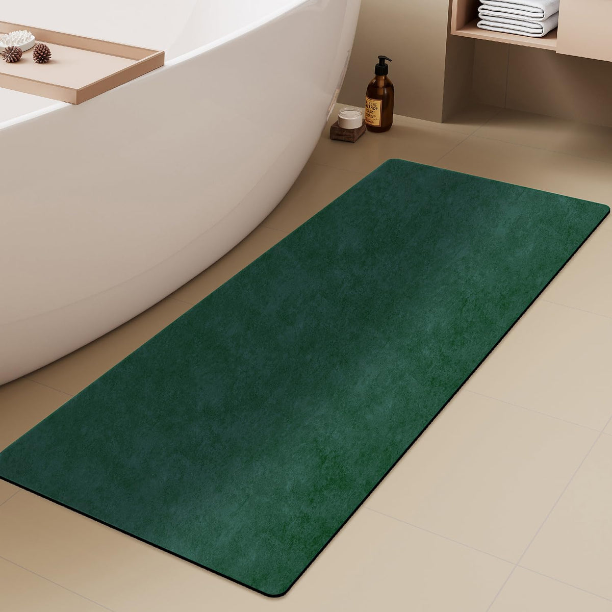 TYUU Thin Bath Mat, Small Bathroom Rugs Non Slip Washable, 16x24 Dark Grey