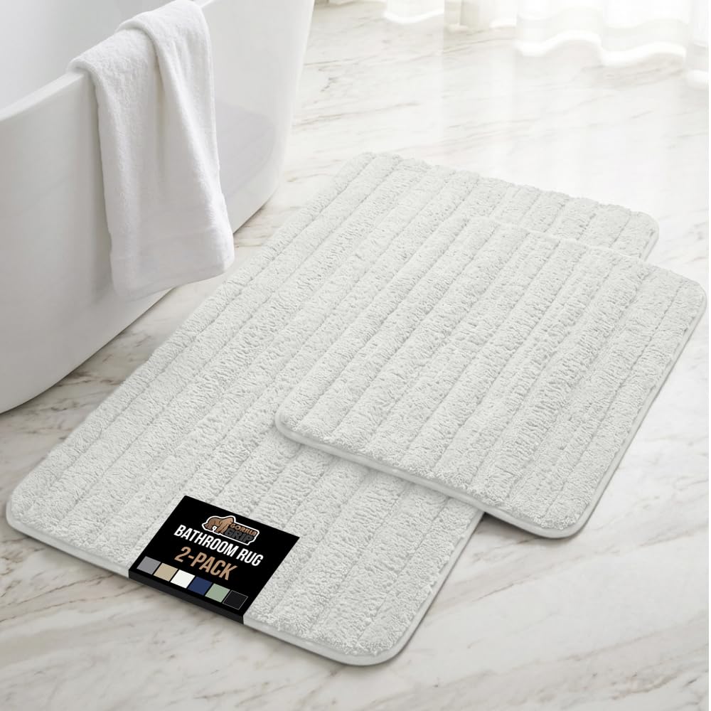 GORILLA GRIP Textured Backing Memory Foam Bath Mat, 24x16 Gray