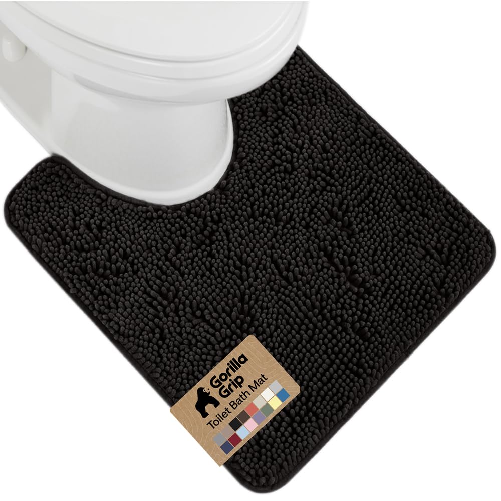 GORILLA GRIP Bath Rug Mat for Bathroom, Absorbent Chenille, 24x17 Gray