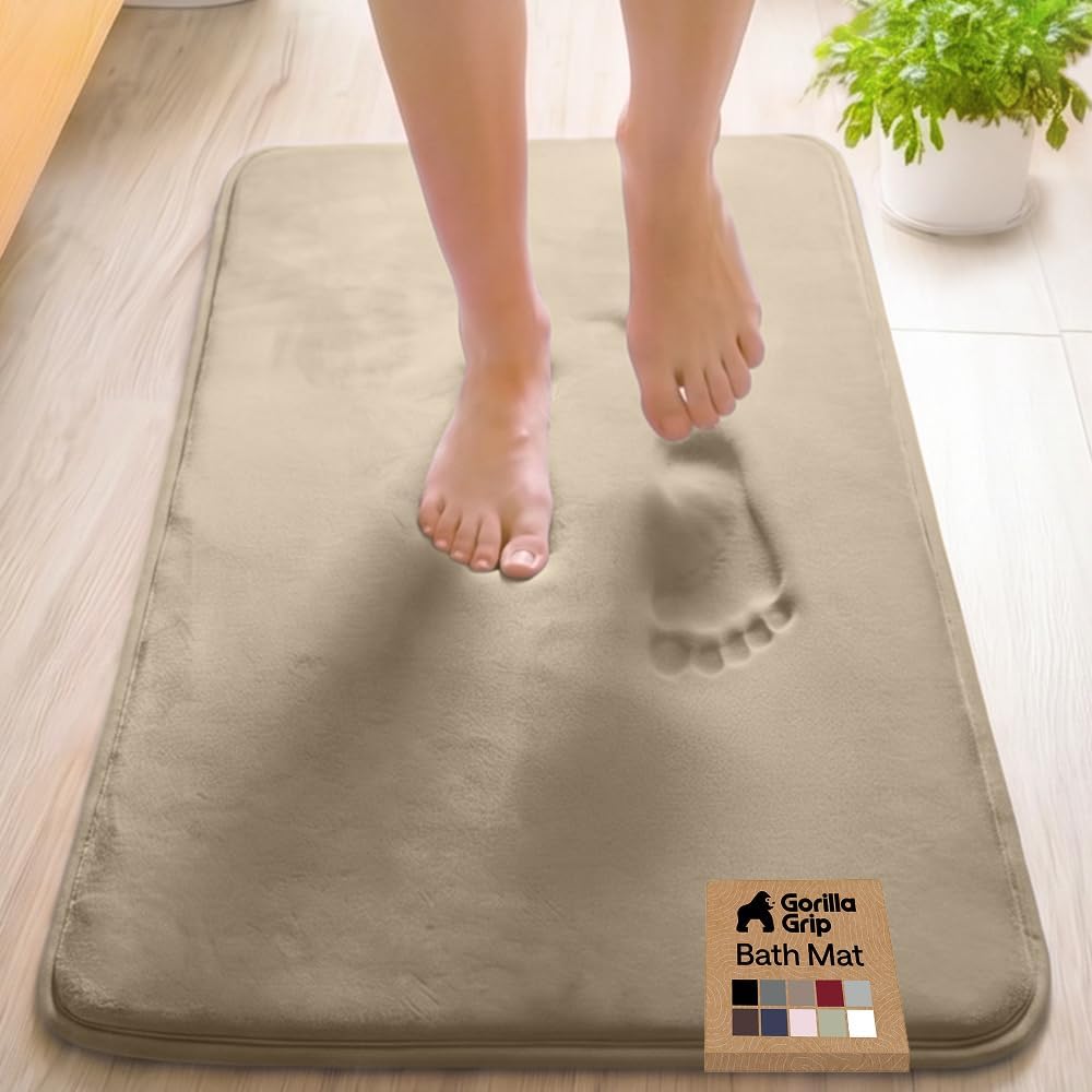GORILLA GRIP® Memory Foam Bath Rug for Bathroom, 24x17 Gray