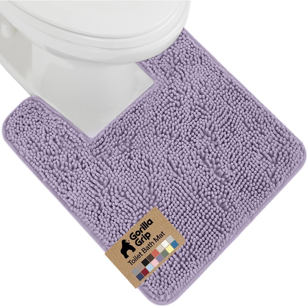 GORILLA GRIP Bath Rug Mat for Bathroom, Absorbent Chenille, 24x17 Gray