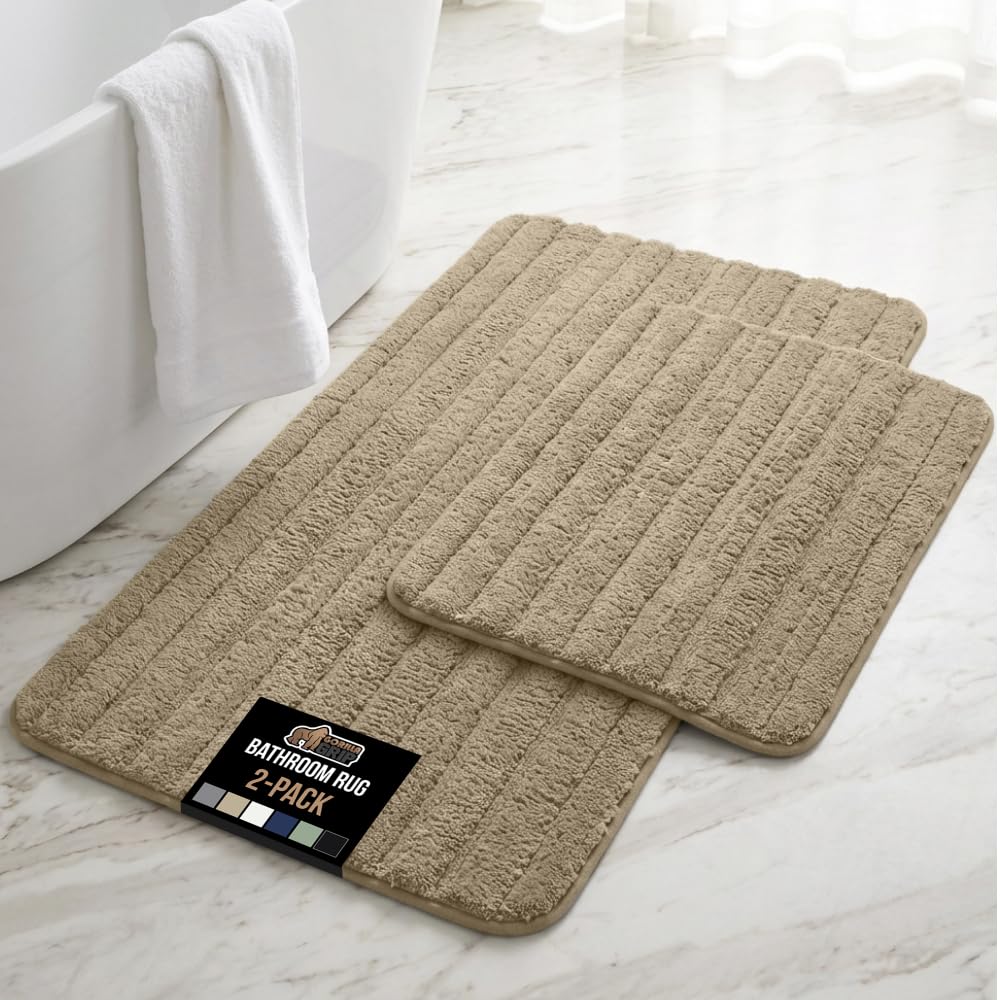 GORILLA GRIP Textured Backing Memory Foam Bath Mat, 24x16 Gray