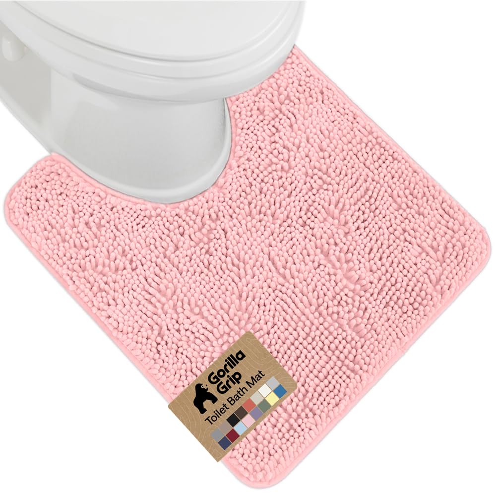 GORILLA GRIP Bath Rug Mat for Bathroom, Absorbent Chenille, 24x17 Gray