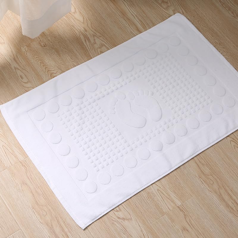 Bath Mats Cotton Banded Shower Bathroom Floor Towel(Feet White)