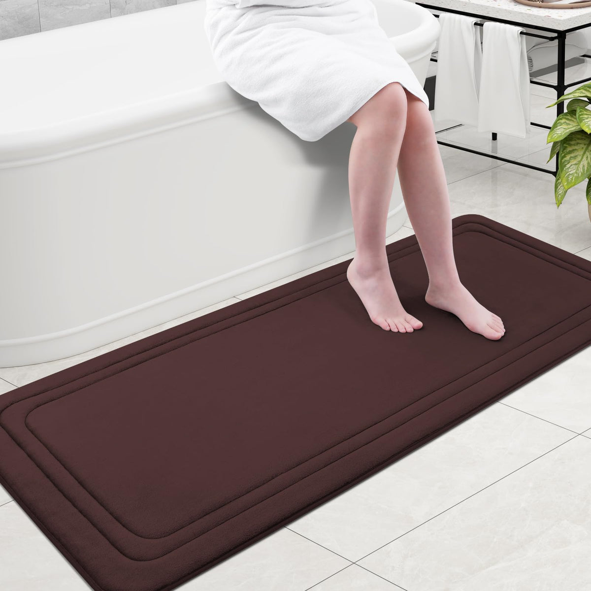 Grandaily Memory Foam Bath Mat Rug 30x20, Ultra Soft, Non-Slip and Absorbent Bathroom Rugs, Machine Wash Dry, Comfortable Bath Carpet for Bathroom Floor, Tub and Shower, Black