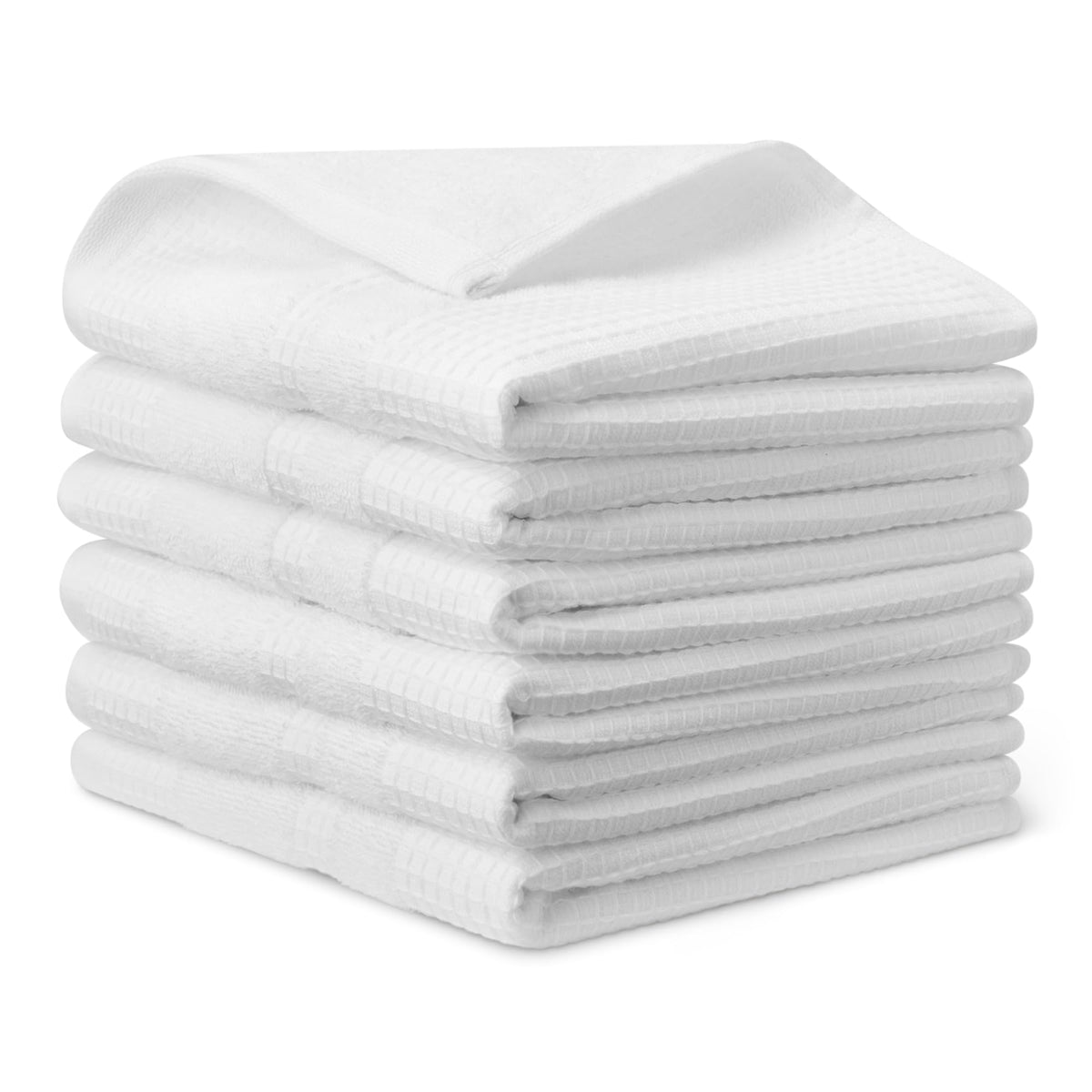 Amazon Basics Organic Cotton Waffle Weave Kitchen Dish Towels, Ultra Absorbent, Quick Drying, Lint-Free, 15 x 25 inches, 6-Pack