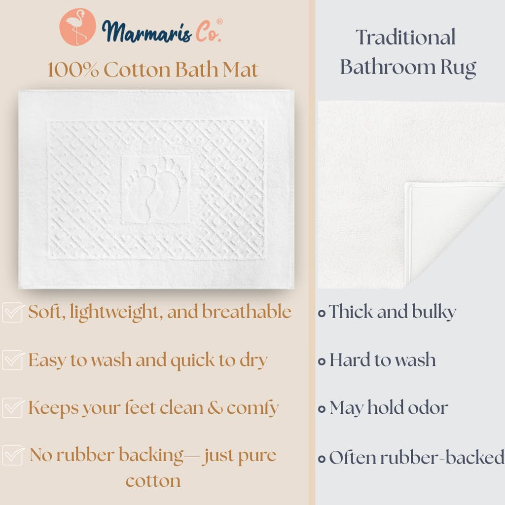 Turkish Cotton Bathroom Floor Towel, 2-Pack Towel Bath Mats