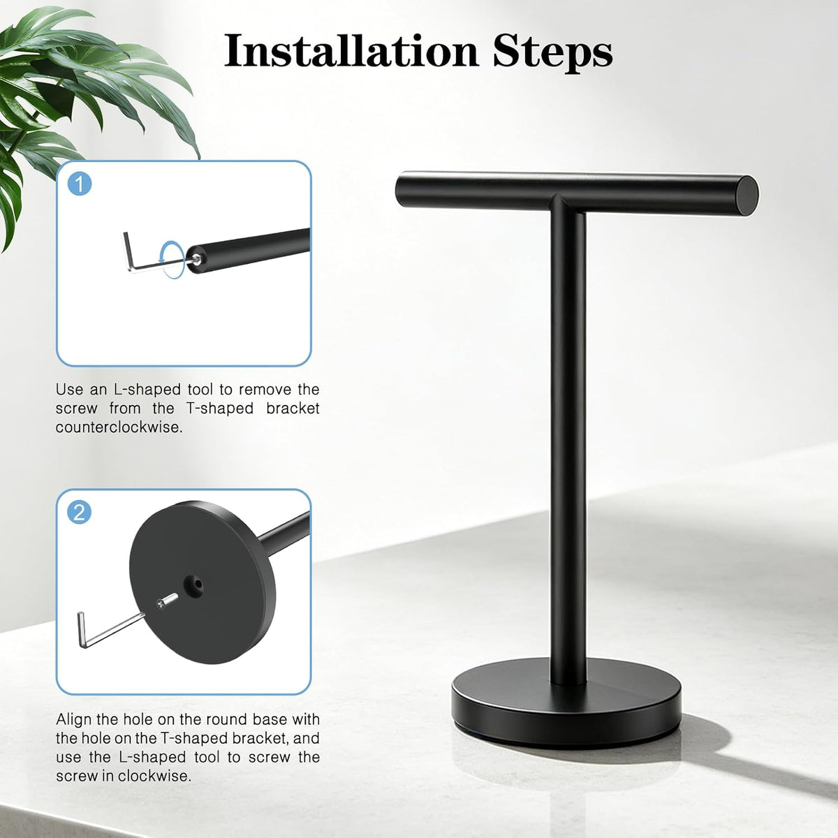 SetSail T-Shaped Hand Towel Holder, Black