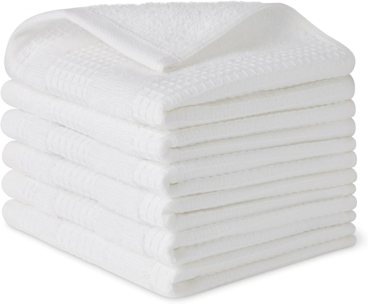 Amazon Basics Organic Cotton Waffle Weave Kitchen Dish Towels, Ultra Absorbent, Quick Drying, Lint-Free, 15 x 25 inches, 6-Pack