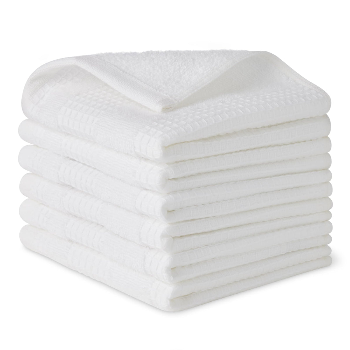 Amazon Basics Organic Cotton Waffle Weave Kitchen Dish Towels, Ultra Absorbent, Quick Drying, Lint-Free, 15 x 25 inches, 6-Pack