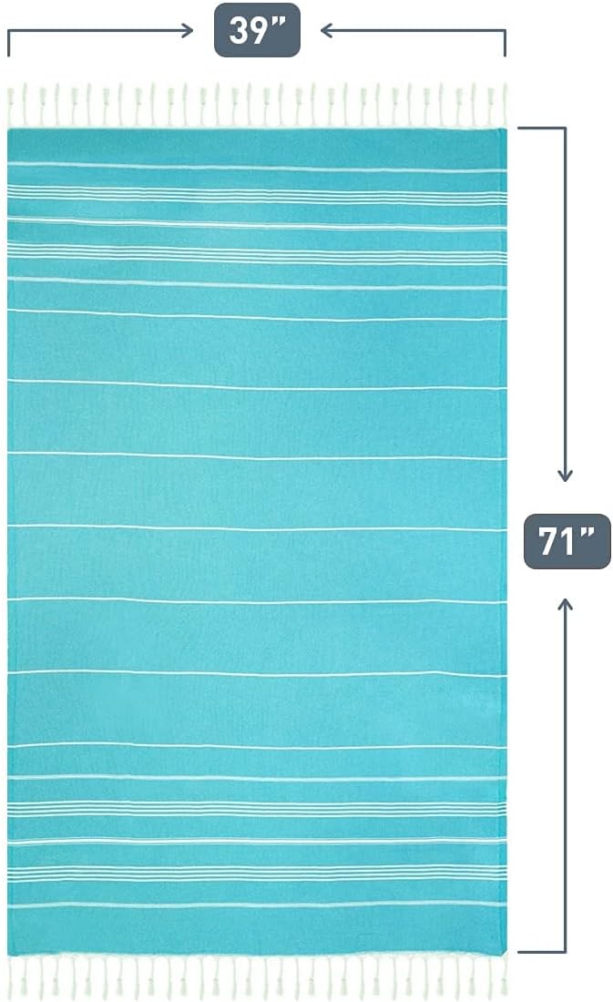 HAVLULAND Turkish Beach Towels, Set of 6, Oversized 72" x 40", 100% Cotton