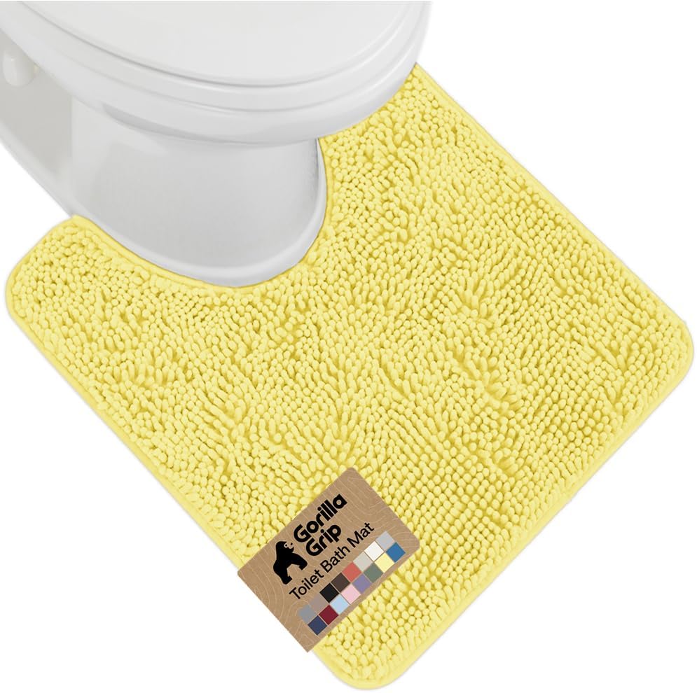 GORILLA GRIP Bath Rug Mat for Bathroom, Absorbent Chenille, 24x17 Gray