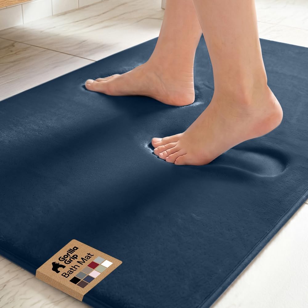 GORILLA GRIP® Memory Foam Bath Rug for Bathroom, 24x17 Gray