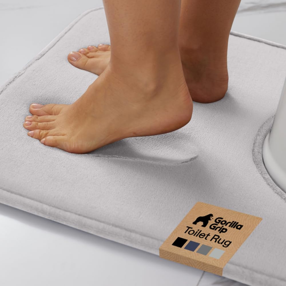 GORILLA GRIP® Memory Foam Bath Rug for Bathroom, 24x17 Gray