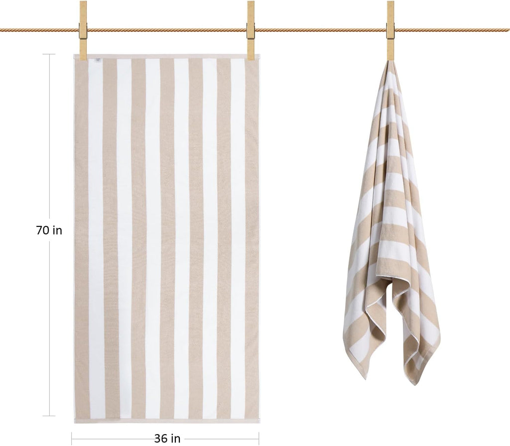 LULUHOME Oversized Beach Towel 36x70 Inch,100% Cotton,Striped Pool Towel