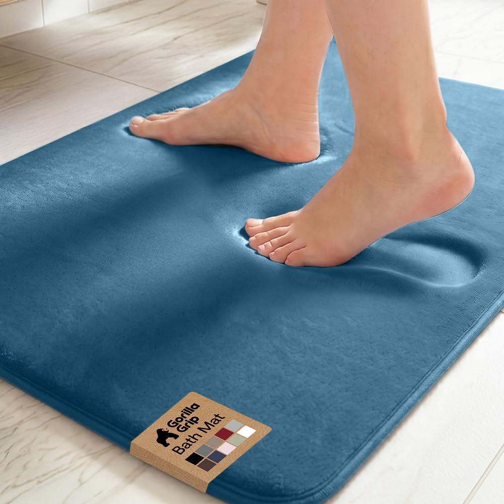 GORILLA GRIP® Memory Foam Bath Rug for Bathroom, 24x17 Gray