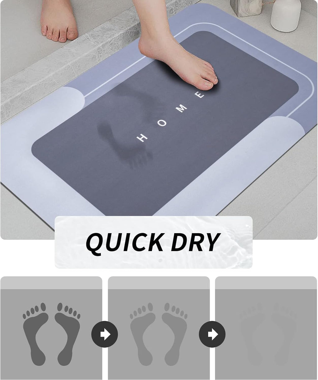 Housego Absorbent Bath Mat, Quick Dry Bath Rug, Non-Slip, 3PCS, Blue