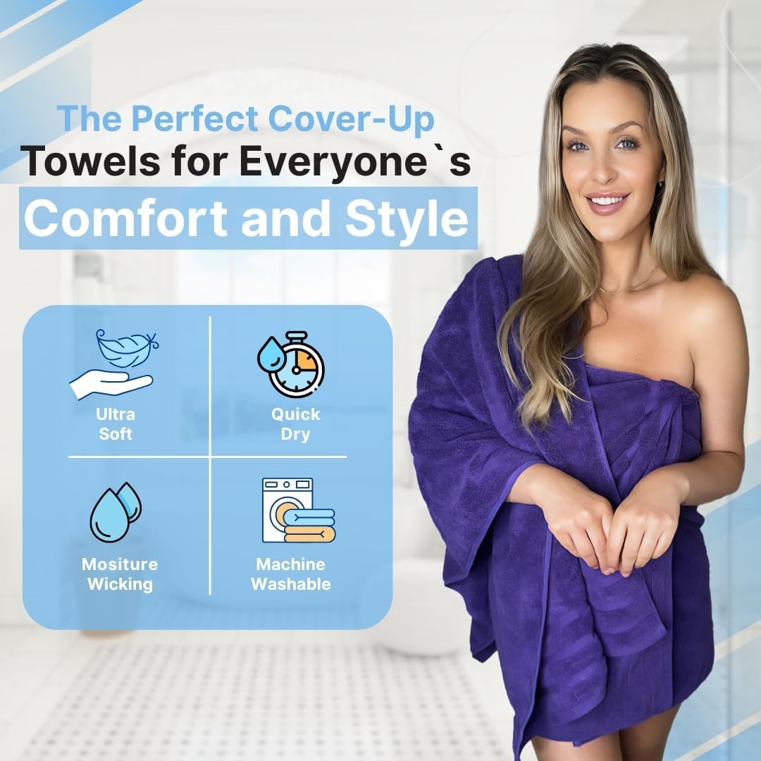 Infinitee Xclusives 100% Ring-Spun Cotton Bath Towels for Bathroom - Pack 2
