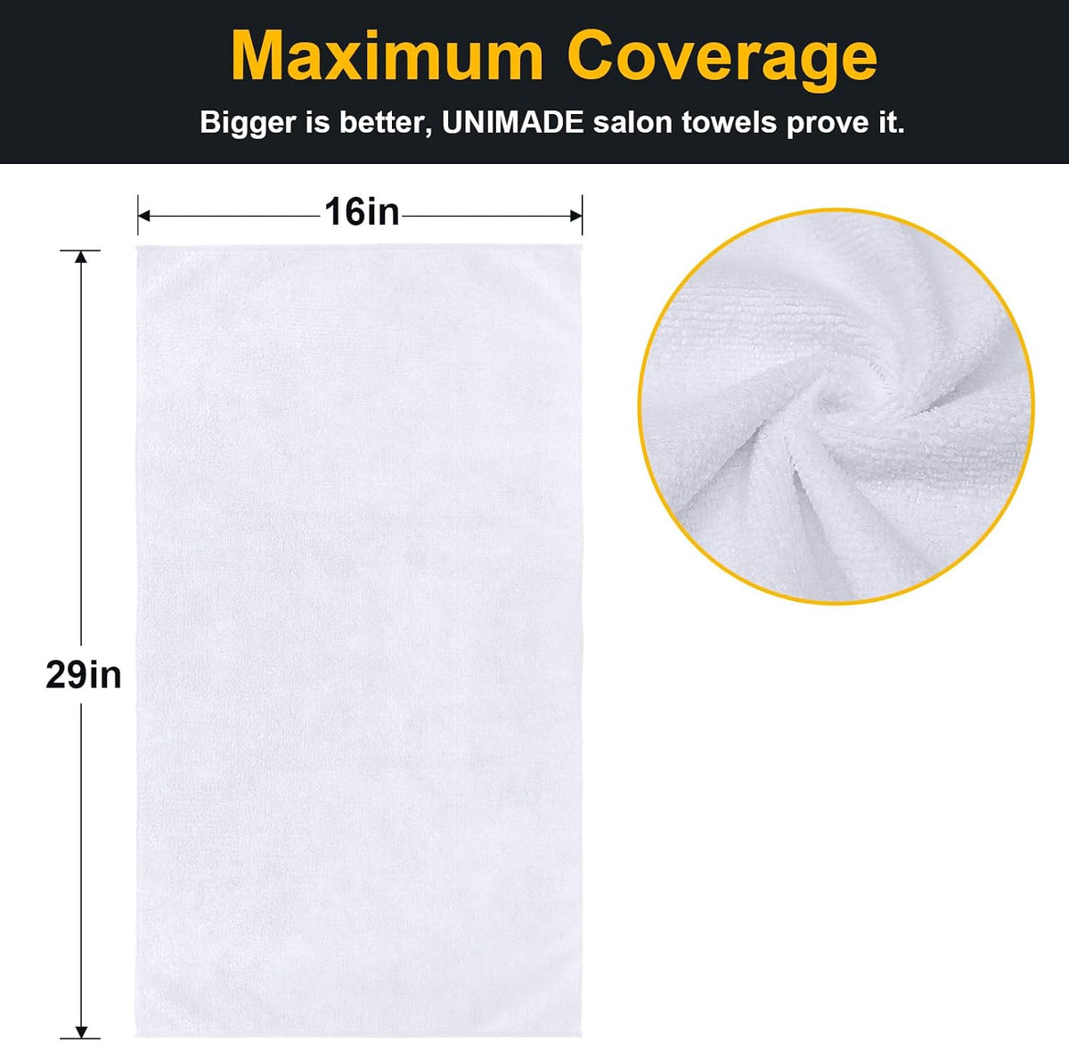 UNIMADE Salon Towels 24 Pack, Super Soft Microfiber Hand Towel