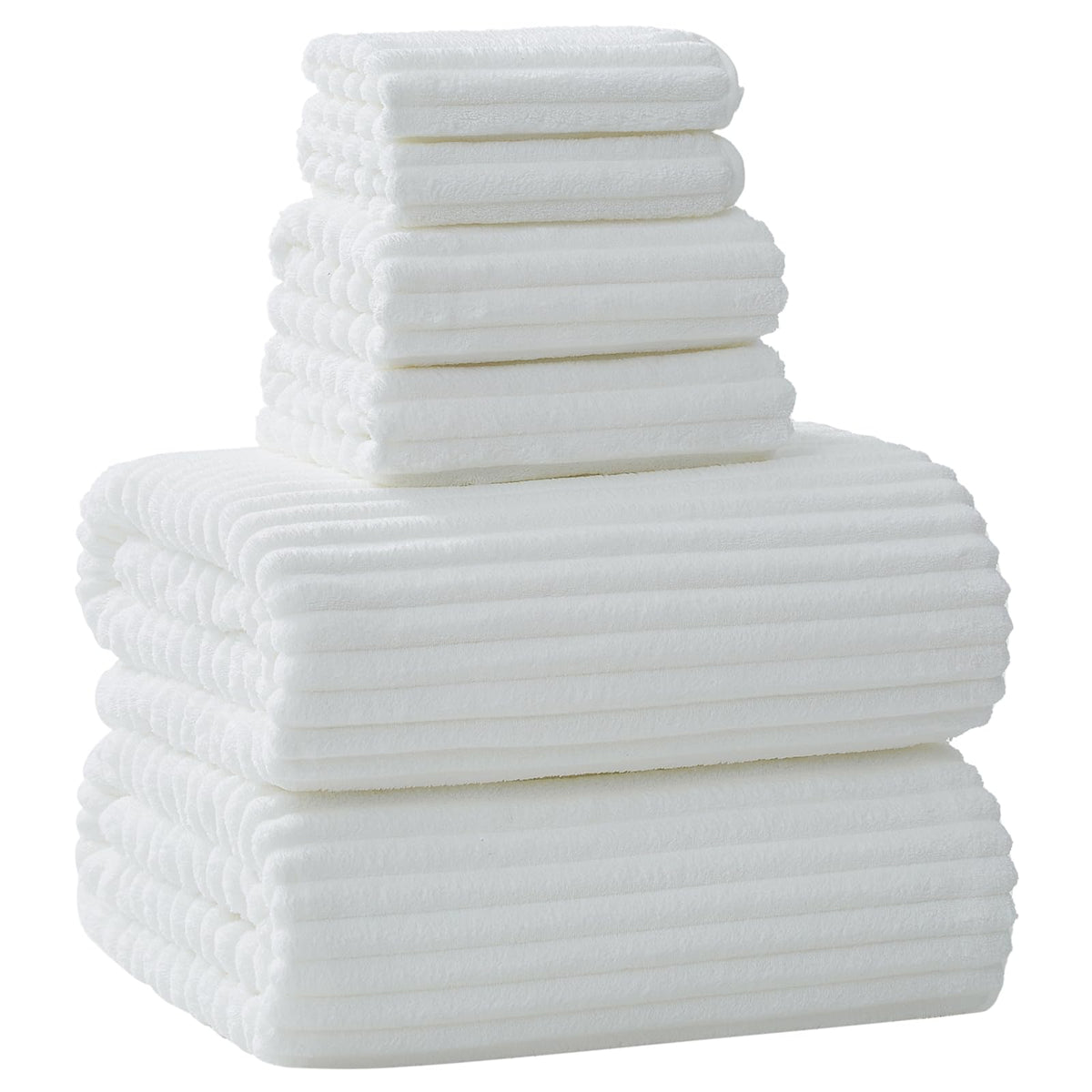 6 PC Bath Towel Set, 40"x80" Oversized Bath Sheets, Navy Blue