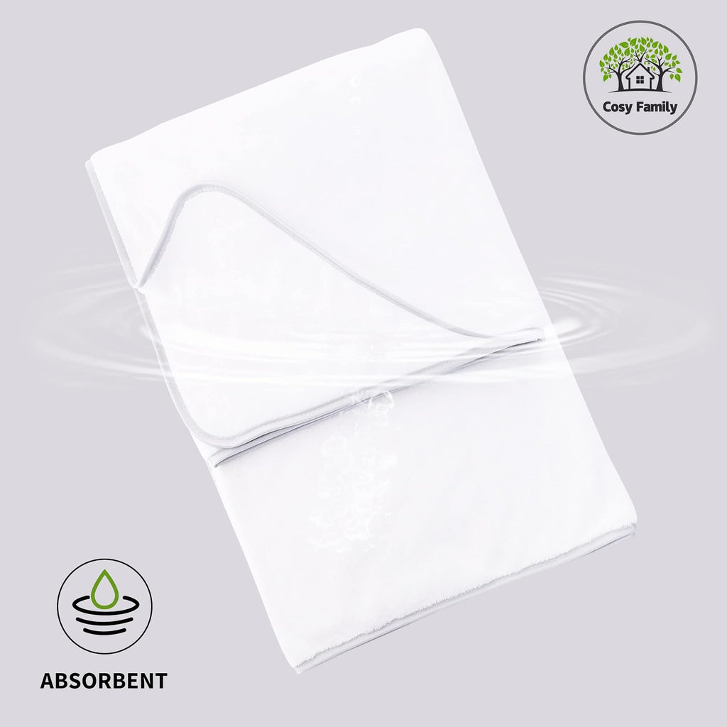 Cosy Family Microfiber 4 Pack Bath Towel Set, Lightweight and Quick Drying, Ultra Soft Highly Absorbent Towels for Bathroom, Gym, Hotel, Beach and Spa (White)