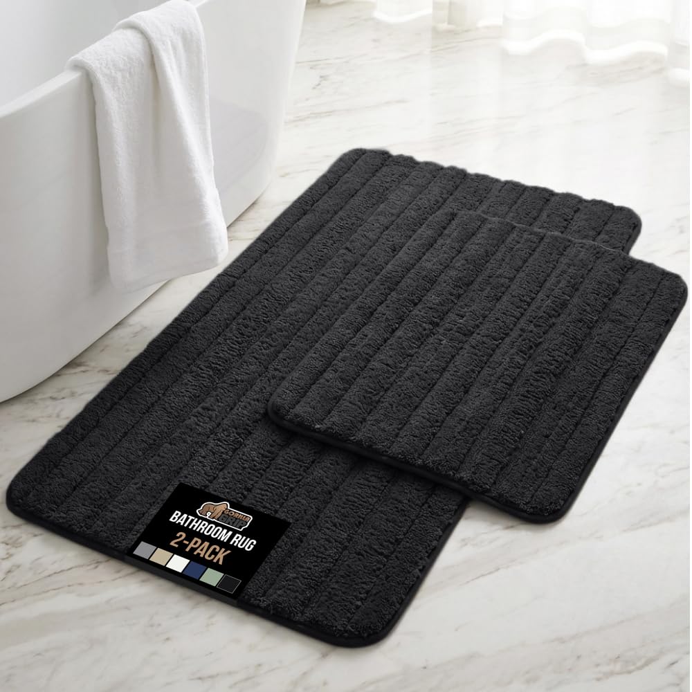 GORILLA GRIP Textured Backing Memory Foam Bath Mat, 24x16 Gray