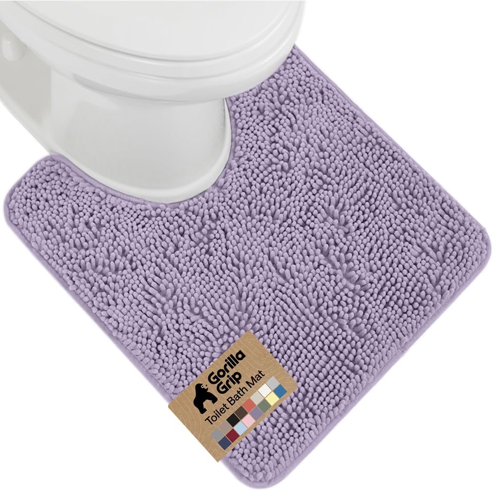 GORILLA GRIP Bath Rug Mat for Bathroom, Absorbent Chenille, 24x17 Gray