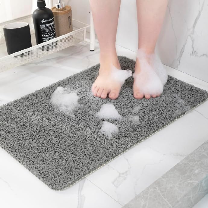 Hargiis Non Slip Bathtub Mat, Anti Slip Shower Mat, Fast Drying Bath Tub Mats, Foot Scrubber Mat, Anti Slip Mat for Tub, Floor, Bathroom, Home, Kitchen, Hotel (Grey 24"x16")