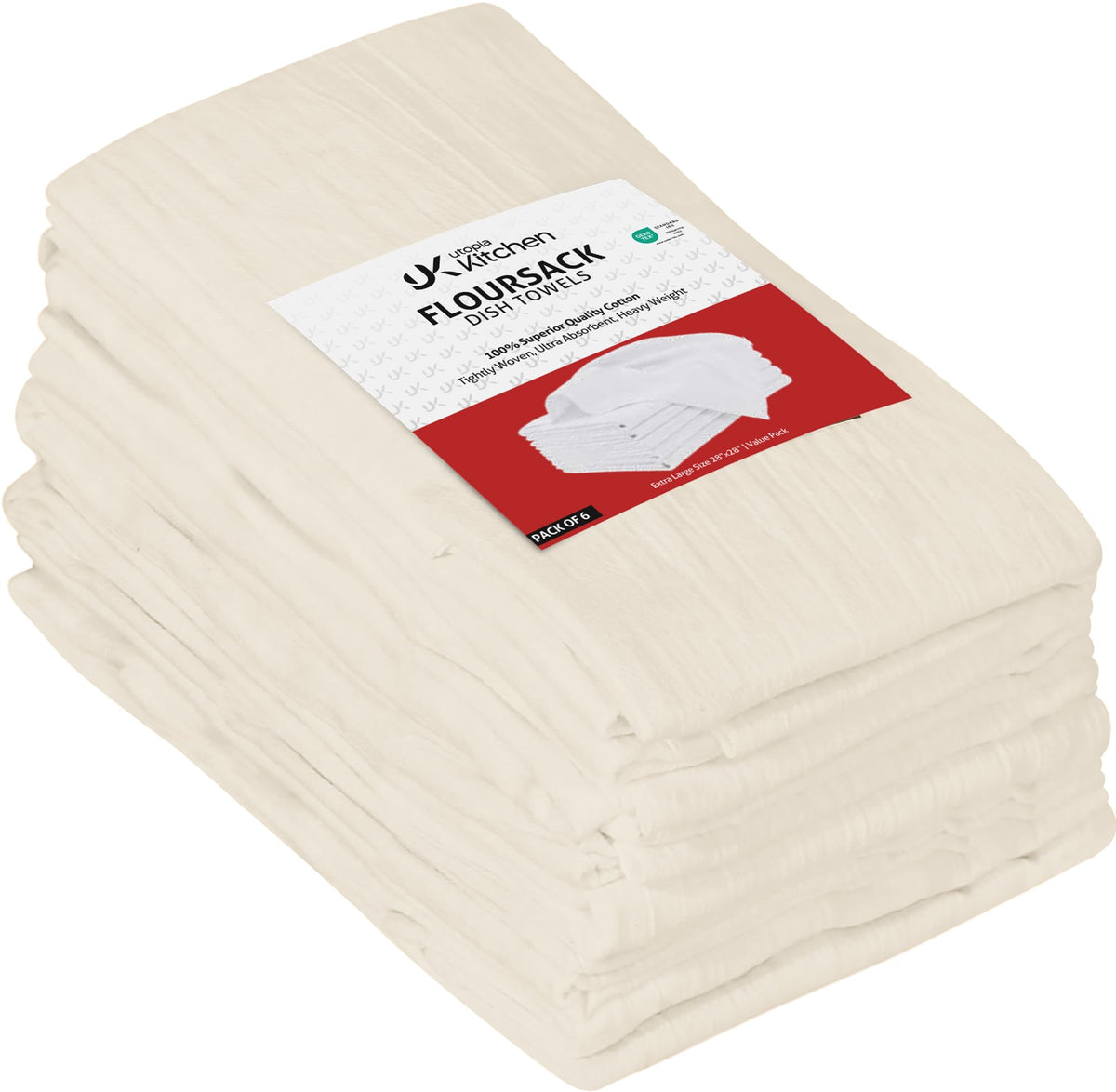 Utopia Kitchen White Flour Sack Towels [24 Pack - 28 x 28 Inch] 100% Cotton