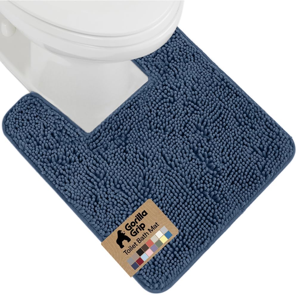 GORILLA GRIP Bath Rug Mat for Bathroom, Absorbent Chenille, 24x17 Gray