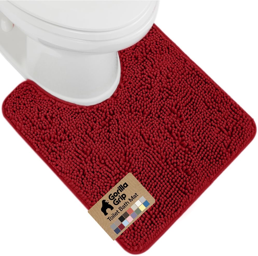 GORILLA GRIP Bath Rug Mat for Bathroom, Absorbent Chenille, 24x17 Gray