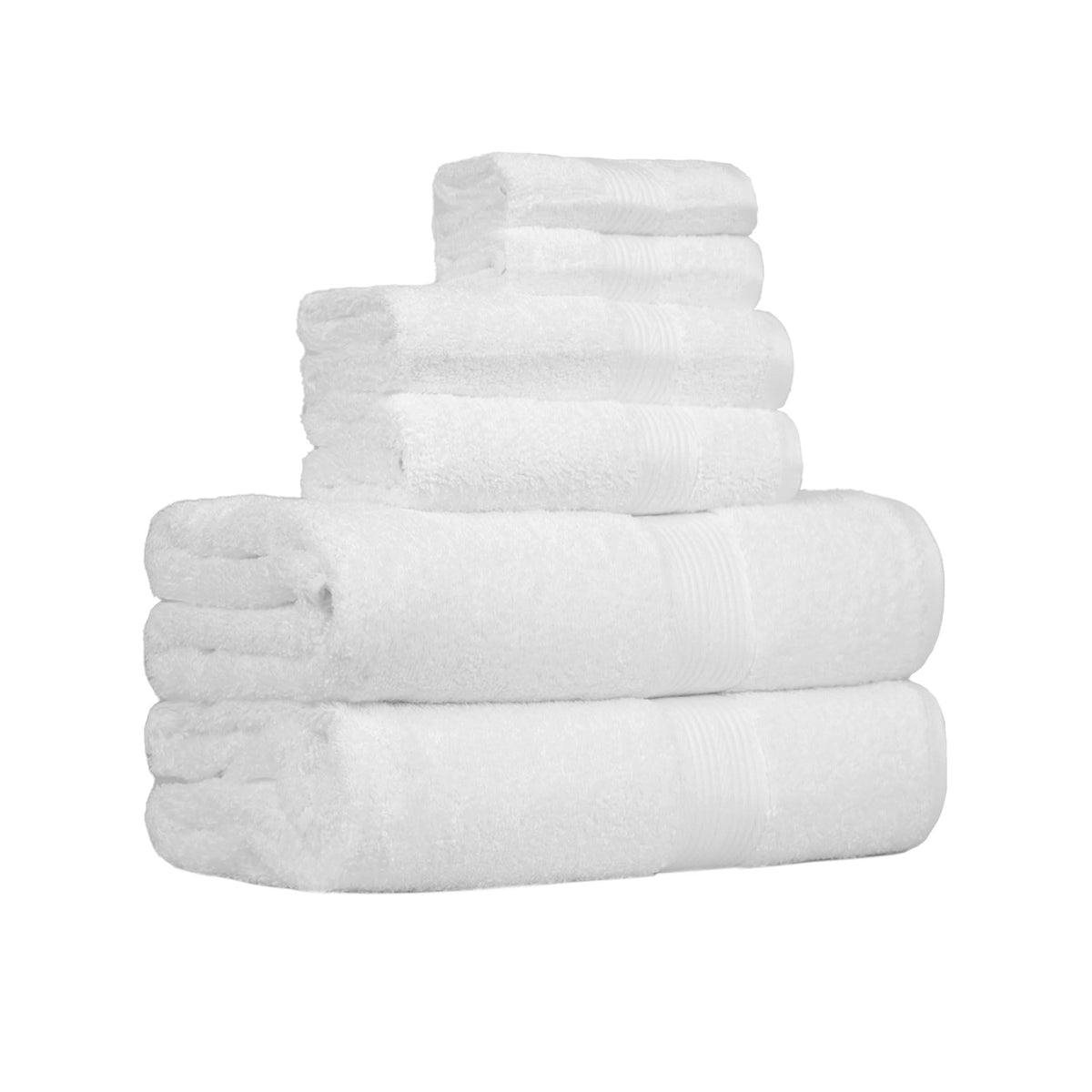 Amazon Basics 6-Piece Oversized Highly Absorbent Fade-Resistant Towel Set, 100% Cotton Towels for Bathroom, Soft, 2 Bath Towels, 2 Hand Towels, 2 Washcloths, White