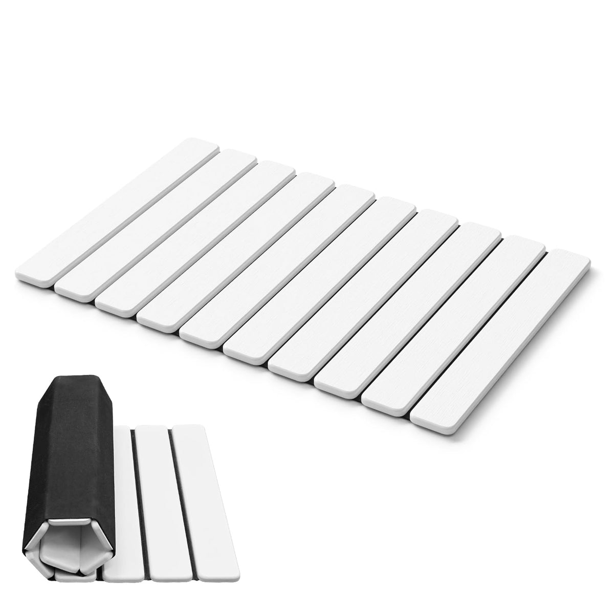 AWW Foldable Stone Bath Mat, Diatomaceous, 23.6"x15.5", Grey