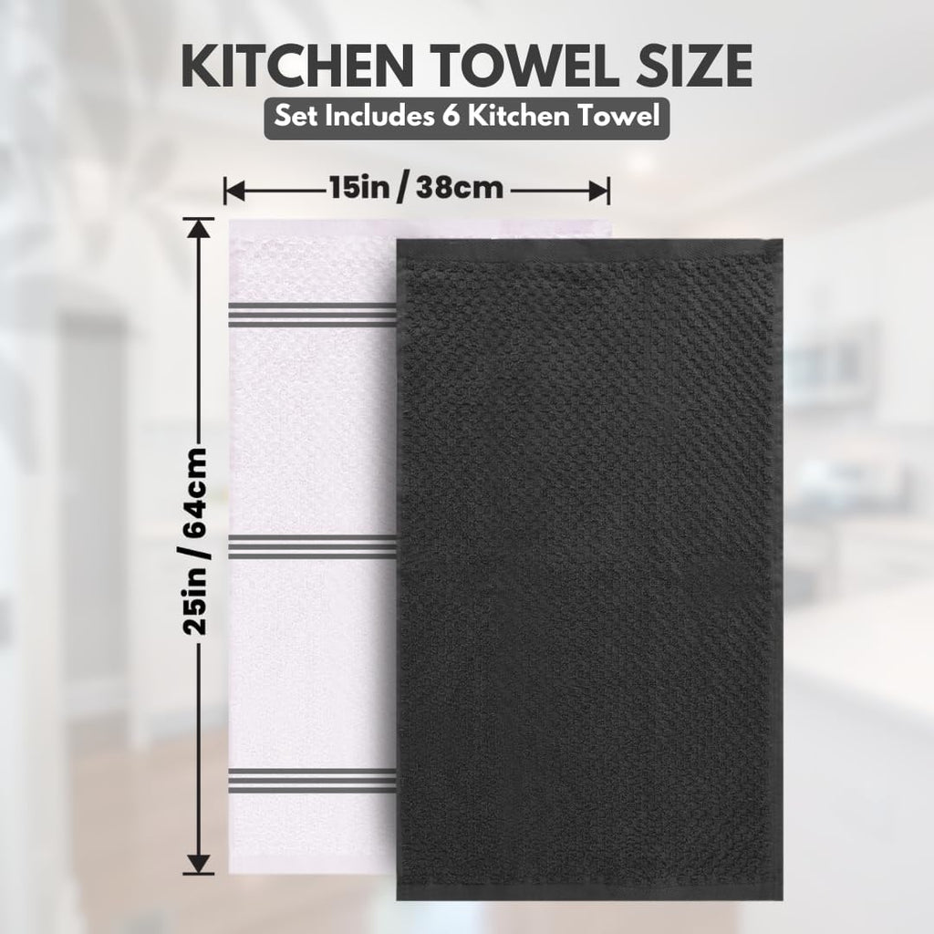 Infinitee Xclusives Kitchen Towels - 6 Pack - Cotton Dish Towel |15" x 25"|