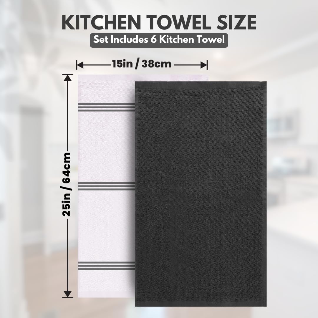 Infinitee Xclusives Kitchen Towels - 6 Pack - Cotton Dish Towel |15" x 25"|