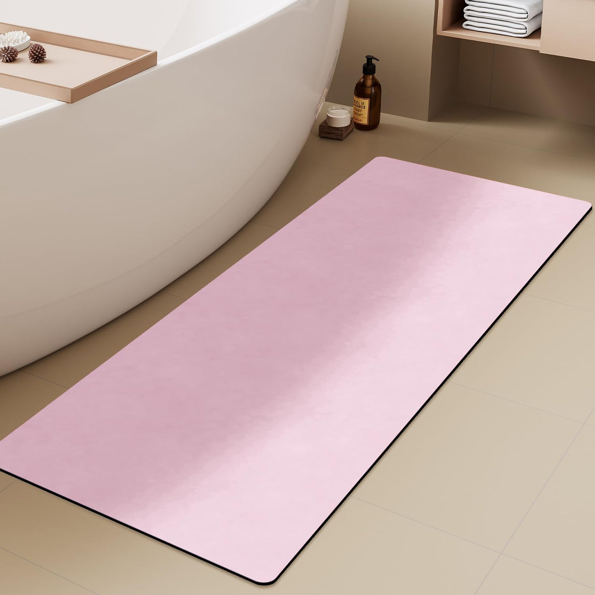 TYUU Thin Bath Mat, Small Bathroom Rugs Non Slip Washable, 16x24 Dark Grey