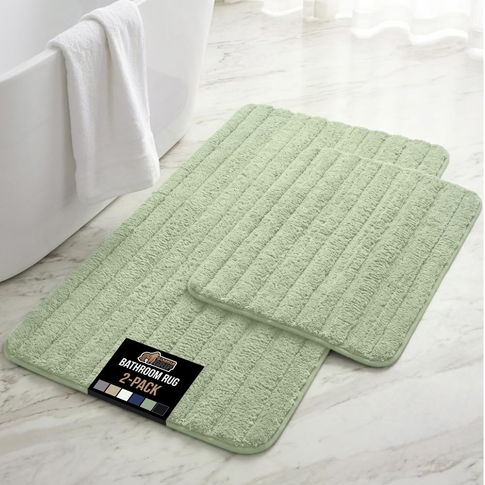 GORILLA GRIP Textured Backing Memory Foam Bath Mat, 24x16 Gray