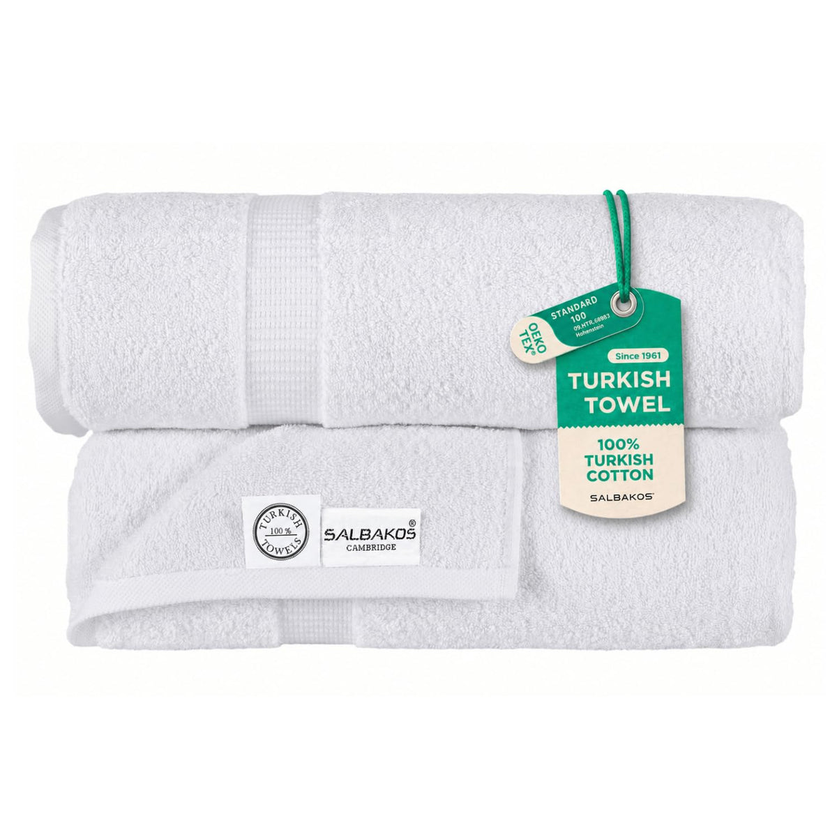 SALBAKOS 6-Piece 100% Turkish Cotton Hand Towels, 16x30 inch, White